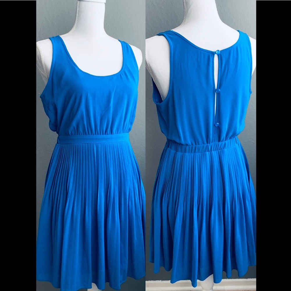 Want & Need Blue Pleated Dress